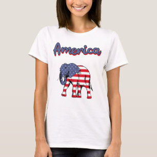 T-shirt Drapeau américain 4 juillet Celebration Elephant U