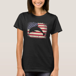 T-shirt Drapeau américain 4 juillet Dauphin Papa maman Dau