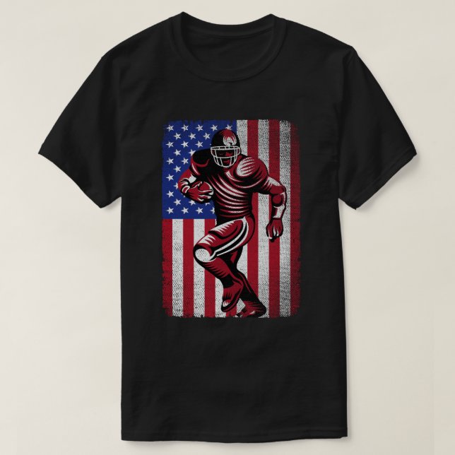 T-shirt Drapeau américain 4 juillet joueur de football pat (Design devant)