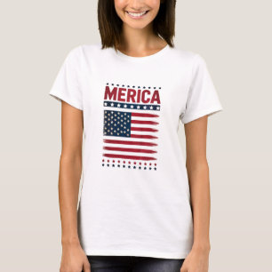T-shirt Drapeau Américain 4 Juillet Merica