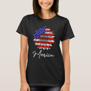 T-shirt Drapeau américain 4 juillet Quatrième tournesol No