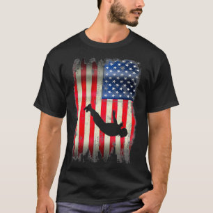 T-shirt Drapeau américain 4 juillet Skydiver Skydiver P