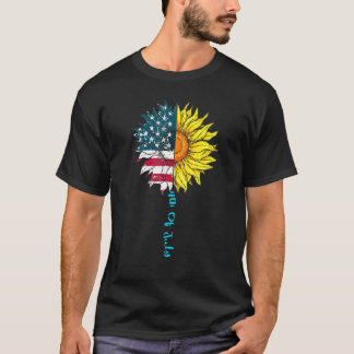 T-shirt Drapeau américain 4 juillet Sunflower Patri améric