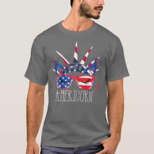 T-shirt Drapeau américain 4 juillet Unicorn Patrio