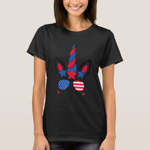 T-shirt Drapeau américain 4 juillet Unicorne Patriotique