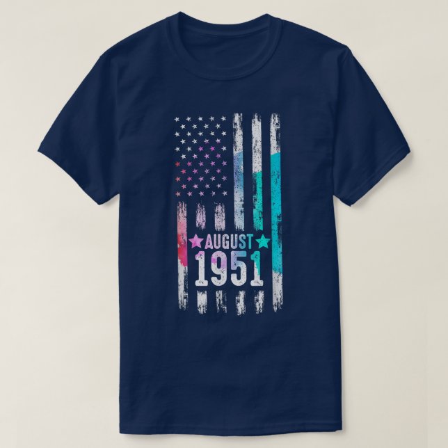 T-shirt Drapeau américain 71e anniversaire, août 1951 (Design devant)