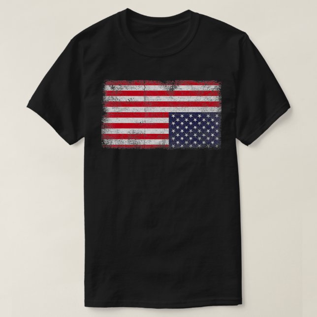 T-shirt Drapeau américain à l'envers Distress États-Unis U (Design devant)
