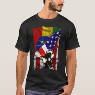 T-shirt Drapeau américain à moitié Racines éthiopiennes Dr