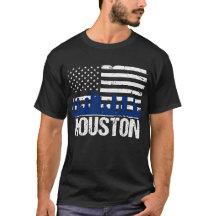Drapeau américain affligé par horizon de Houston