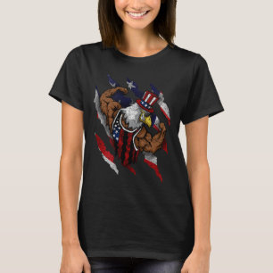 T-shirt Drapeau Américain Aigle Chauve Musclé Vélo Flexion