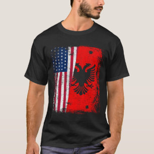 T-shirt Drapeau américain ALBANIAN ROOTS Red Eagle ALBANIA