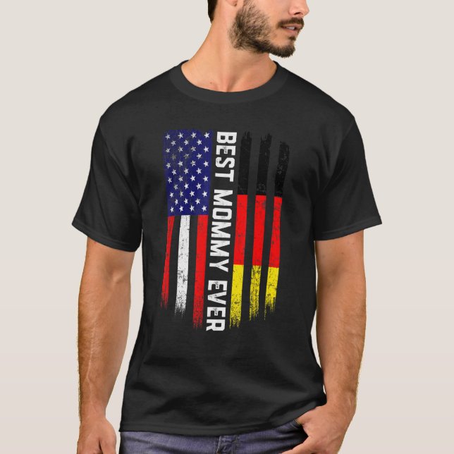 T-shirt Drapeau américain & Allemagne Drapeau meilleur mam (Devant)