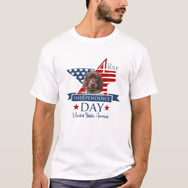T-shirt Drapeau américain Allemand Pointeur Raccourci S, C (Devant)