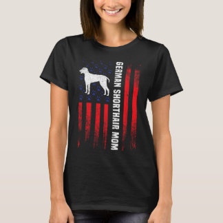 T-shirt Drapeau américain Allemand Shorthair Pointer Maman