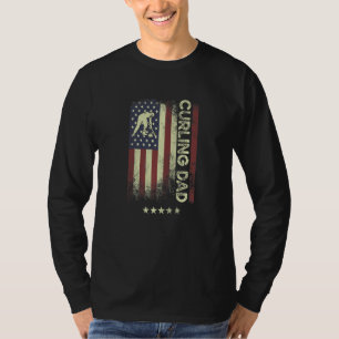 T-shirt Drapeau américain américain Papa curling 1