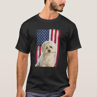T-shirt Drapeau américain Amoureux des chiens maltais drôl