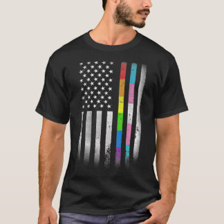 T-shirt Drapeau américain Arc-en-ciel Droits homosexuels L