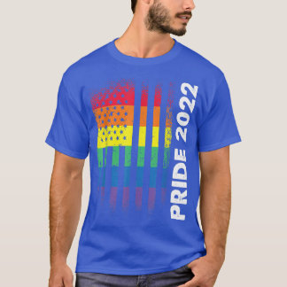 T-shirt Drapeau américain arc-en-ciel USA Gay LGBTQ LGBT F