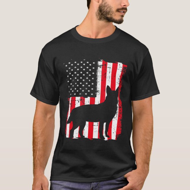 T-shirt Drapeau américain Australien Chien de Bataille Ble (Devant)