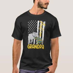 T-shirt Drapeau américain Autism Grandpa USA éléphant Awar