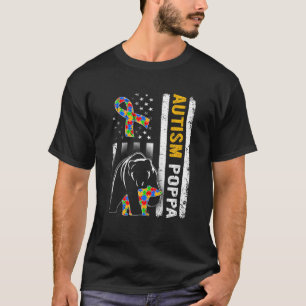 T-shirt Drapeau américain Autisme Poppa Famille Ours Autis