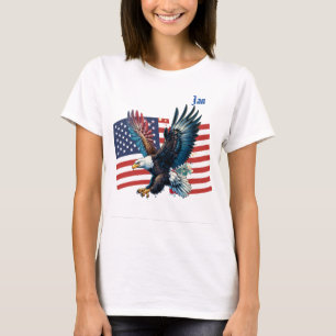 T-shirt Drapeau américain avec aigle américain pour femmes