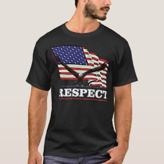T-shirt Drapeau américain avec aigle sur Respect ciselé bl