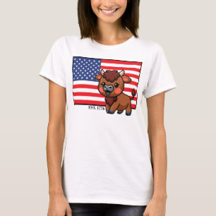 T-shirt Drapeau américain avec Bison EST 1776