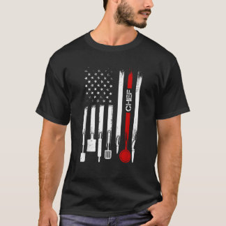 T-shirt Drapeau américain avec Chef femme père homme