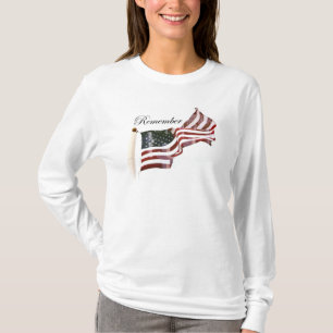 T-shirt Drapeau américain avec croix - Souvenez-vous de la