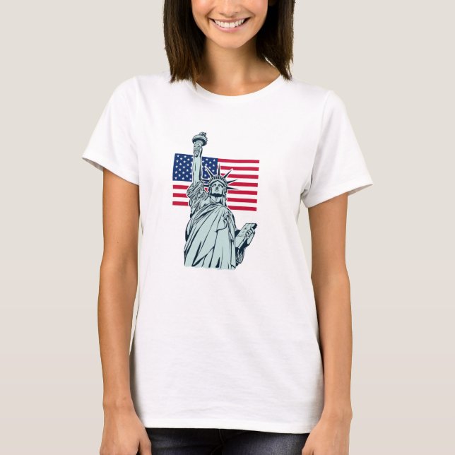 T-shirt Drapeau américain avec Lady Liberty (Devant)