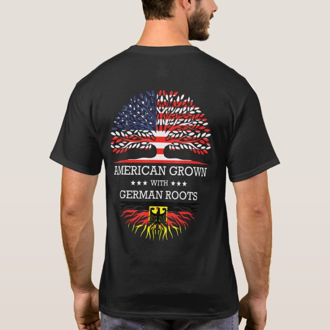 T-shirt Drapeau Américain Avec Racines Allemandes (Dos)