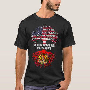 T-shirt Drapeau américain avec racines kirghizes USA