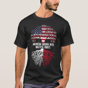 T-shirt Drapeau américain avec racines maltaises USA