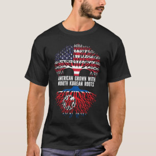 T-shirt Drapeau américain avec racines nord-coréennes USA
