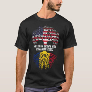 T-shirt Drapeau américain avec racines roumaines USA