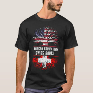 T-shirt Drapeau américain avec racines suisses USA