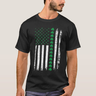 T-shirt Drapeau américain avec Shamrock St. Patrick's Day