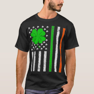 T-shirt Drapeau américain avec Shamrocks pour St patrick d