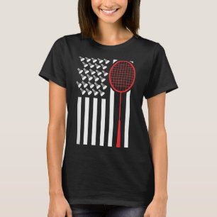 T-shirt Drapeau Américain Avec Volants Badminton Drôle T S