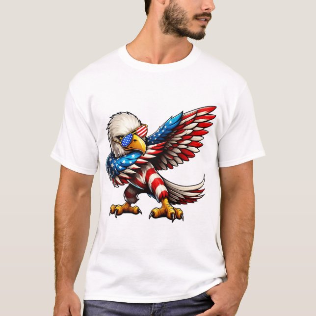 T-shirt Drapeau américain Bald Eagle 4 juillet patriotique (Devant)