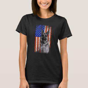 T-shirt Drapeau américain berger allemand chien papa papa 