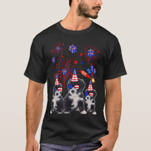 T-shirt Drapeau américain Bernedoodle Dogs Happy 4 juillet