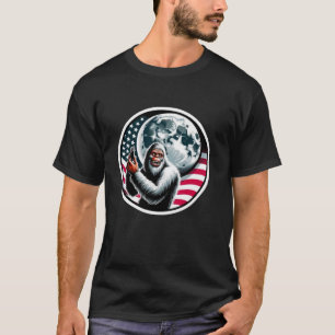 T-shirt Drapeau Américain Bigfoot 4 juillet Long Sleeve T