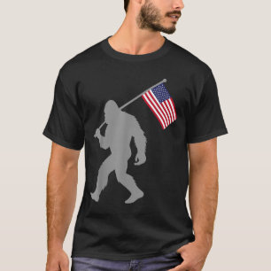 T-shirt Drapeau Américain Bigfoot Rouge Blanc Bleu Patriot