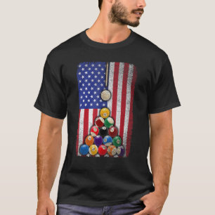 T-shirt Drapeau américain Billiard 8 Ball Pool Joueur Homm