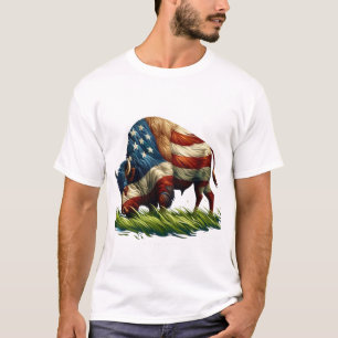 T-shirt Drapeau américain Bison buffle