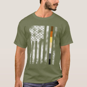 T-shirt Drapeau américain blanc fière ours en détresse Coo