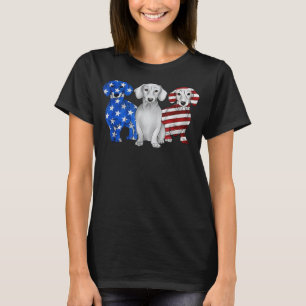 T-shirt Drapeau américain blanc rouge Dachshund 4 juillet