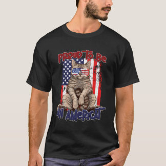 T-shirt Drapeau Américain Bleu Chat 4E De Julien Fier D'Êt